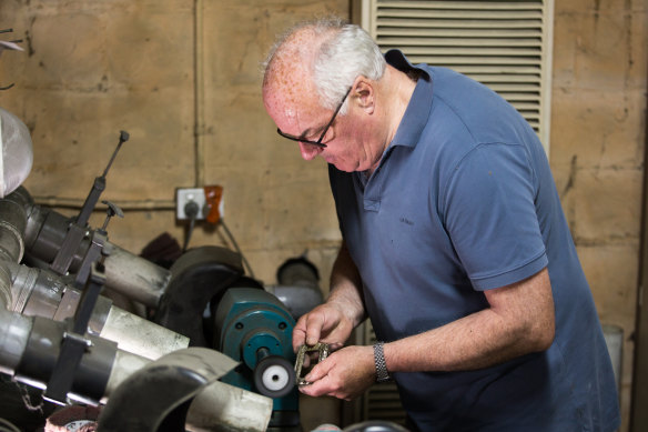 Dan Flynn works on the
Mullagh Medal.