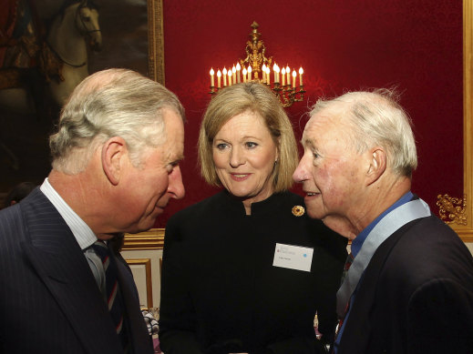 Prince Charles with Sir Terence and Lady Conran after presenting him with The Prince of Wales' Medals for Arts Philanthropy, at St James' Palace State Apartments, London, 2012.