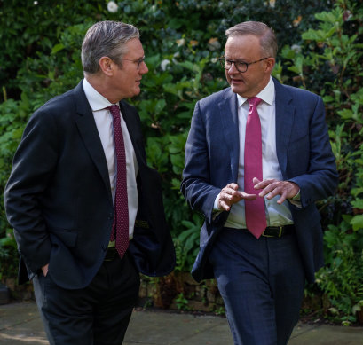 Prime Minister Anthony Albanese with Labour leader Keir Starmer
in London last May.