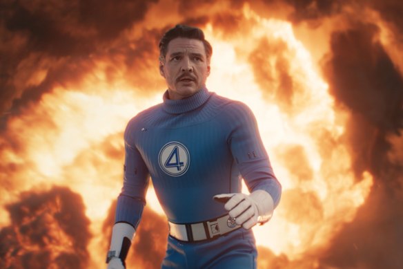 Pedro Pascal as Reed Richards/Mister Fantastic in The Fantastic Four: First Steps.