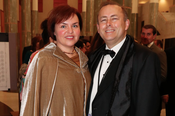 Kimberley Kitching and husband Andrew Landeryou at the 2017 Midwinter Ball at Parliament House. 