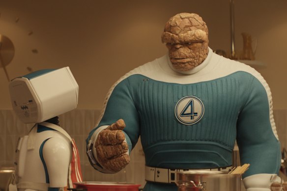 The mid-century vibe of The Fantastic Four: First Steps is evident in the look of H.E.R.B.I.E and Ben Grimm/The Thing.