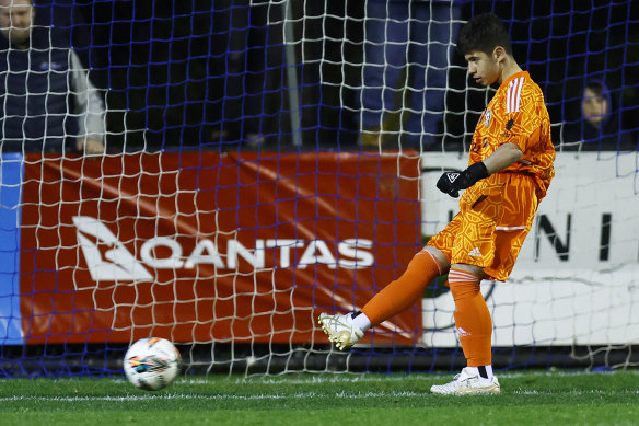 Abili passes the ball during the Australia Cup clash against the Bulls.