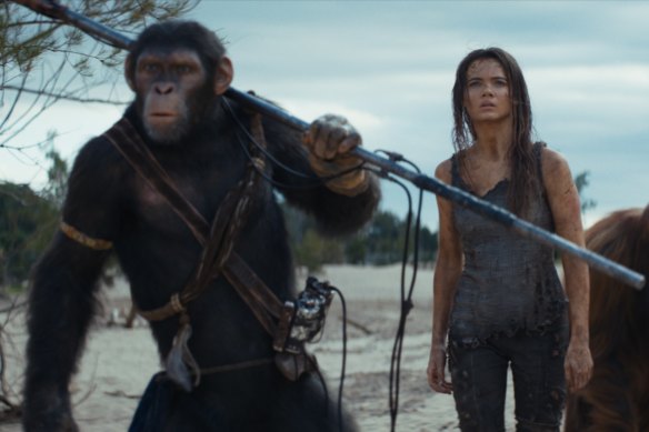 Noa (left, Owen Teague) and Nova (Freya Allen) in the 10th Planet of the Apes film.