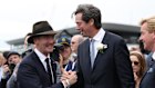 Gil McLachlan congratulates trainer Ciaron Maher after Bella Nipotina’s win in The Everest.