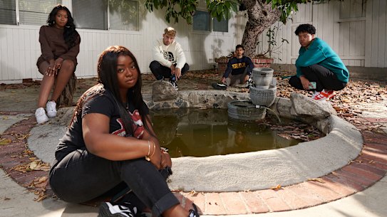 From left, TikTok stars Courtney Nwokedi, Tatayanna Mitchell, Luis Capecchi, Walid Mohammed and Zach Jelks at their home in Los Angeles this month. Many people who have found fame on TikTok are struggling with mental health issues.