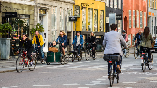A third of residents cycle to work in Copenhagen.