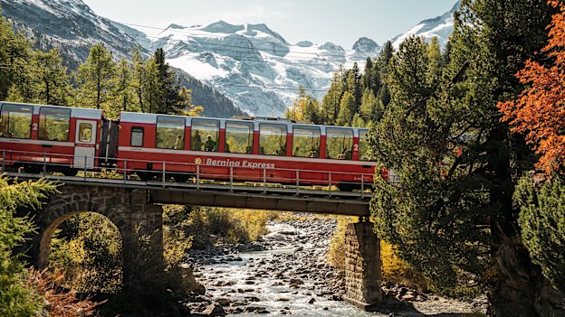 Views of Morteratsch Glacier from the Bernina Express.