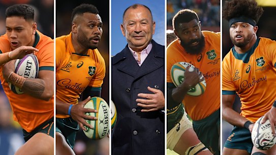 Len Ikitau, Samu Kerevi, Eddie Jones, Marika Koroibete and Rob Valetini.