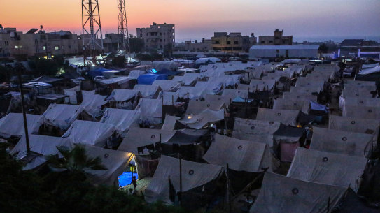 Tents for displaced Gazans near the southern city of Khan Younis, in the Gaza Strip, last year.