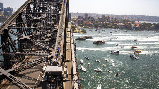 The traditional Australia Day ferrython on Sydney Harbour.