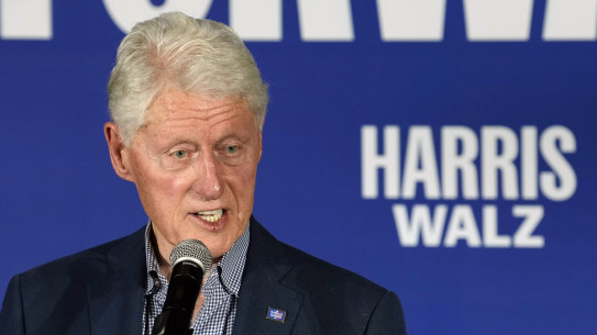 Former President Bill Clinton speaks at a campaign event supporting Democratic presidential nominee Vice President Kamala Harris Wednesday, Oct. 23, 2024, in Peoria, Ariz. (AP Photo/Ross D. Franklin)
