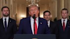 Donald Trump speaks from the East Room of the White House in Washington, Saturday, June 21, 2025, after the U.S. military struck three Iranian nuclear and military sites, directly joining Israel’s effort to decapitate the country’s nuclear program, as Vice President JD Vance, Secretary of State Marco Rubio and Defense Secretary Pete Hegseth listen.