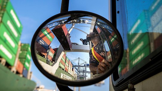 Loading ships to China in Savannah, Georgia. World trade was thrown again into chaos after Donald Trump's tweeted threats.
