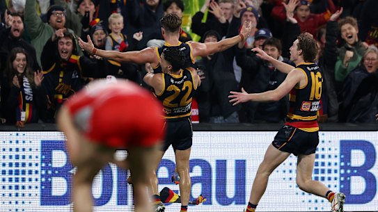 Ben Keays was celebrating after thinking he had kicked the match winning goal only to realise play had continued.