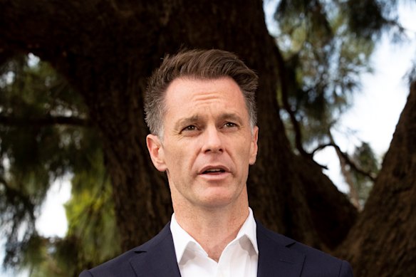 NSW Labor leader Chris Minns at his first press conference as premier-elect on Sunday.