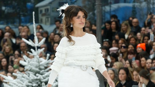 Actress Penelope Cruz wears a creation as part of the Chanel ready to wear Fall-Winter 2019-2020 collection, that was presented in Paris, Tuesday, March 5, 2019. (AP Photo/Thibault Camus)
