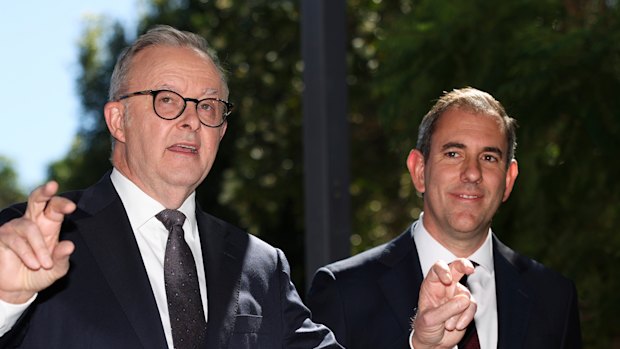 Treasurer Jim Chalmers (right) and Prime Minister Anthony Albanese.