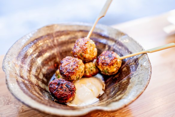 Tsukune meatballs.