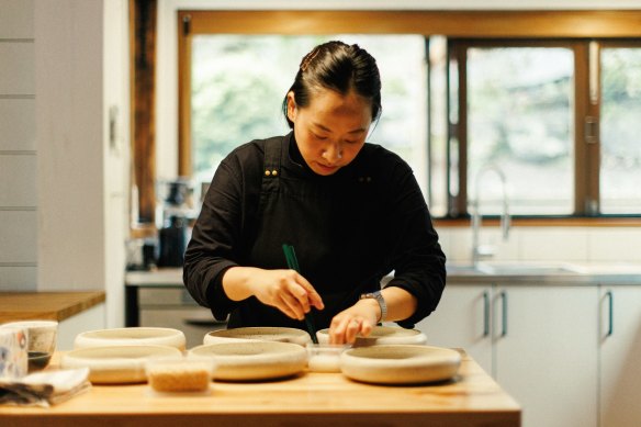 Jung Eun Chae in her Cockatoo home kitchen, which doubles as a tiny restaurant.