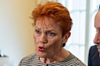 One Nation leader Pauline Hanson at the announcement of their Victorian leader Warren Pickering and upper house candidates.