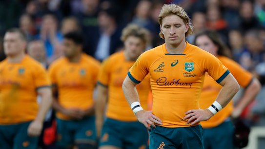 FLORENCE, ITALY - NOVEMBER 12: Tate McDermott of Australia at the end of the Autumn International match between Italy and Australia at Stadio Artemio Franchi on November 12, 2022 in Florence, Italy. (Photo by Timothy Rogers/Getty Images)