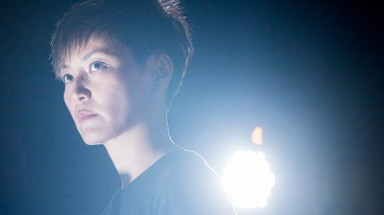 Denise Ho, singer and pro-democracy activist, pauses while speaking during the Stand with Hong Kong, Power To The People Rally at Chater Garden.