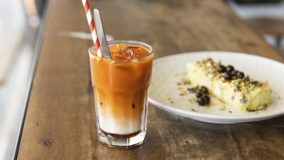 Iced teh (left) and avocado semifreddo.