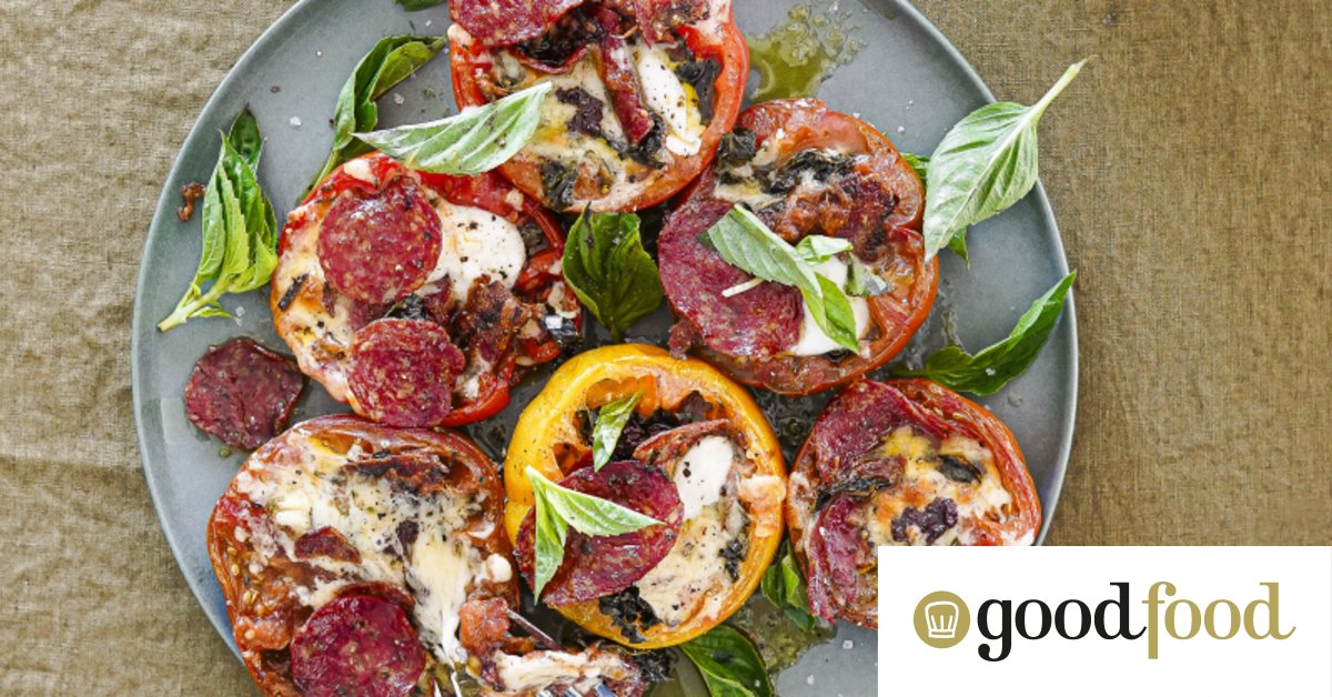 Cheesy pizza stuffed tomatoes