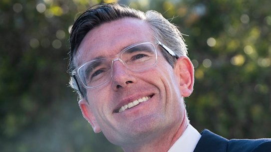 NSW Premier Dominic Perrottet addressing the media earlier this morning. 