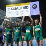 The men’s relay team that earned Australia a berth at this year’s Paris 2024 Olympics: Seb Sultana,  Jacob Despard, Calab Law and Josh Azzopardi.