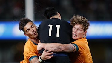 Jordan Petaia (left) was underdone for the Bledisloe match.  