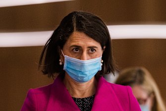 Premier Gladys Berejiklian arrives for Fridayâs COVID-19 update.