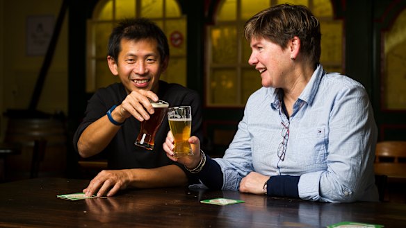 Dr Steve Lee and associate professor Elizabeth Gardiner, who met up for a beer and came up with the idea for a diagnostics device that can help doctors identify patients at imminent risk of a heart attack or stroke.