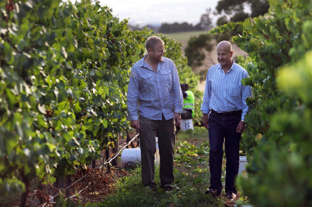 Tolpuddle Vineyard joint MD Martin Shaw, right, with senior winemaker Adam Wadewitz.