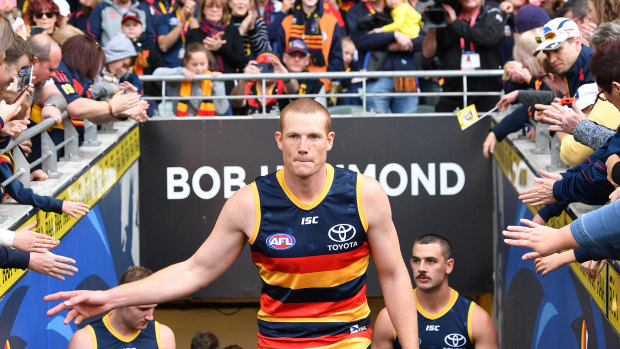 Ruck and roll: Adelaide's Sam Jacobs is leaving the South Australian club.
