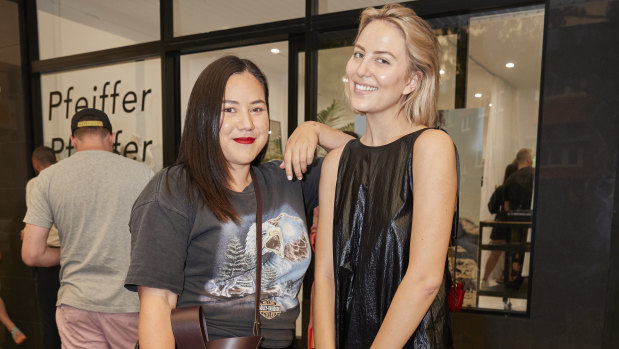 Rachel Yabsley and Violet Atkinson at the Pfeiffer store launch. 