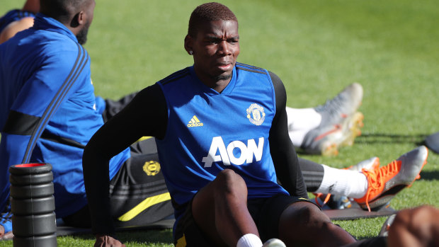 Manchester United's Paul Pogba trains at the WACA in Perth on Wednesday.