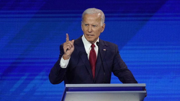 Former US vice-president Joe Biden responds to a question during a Democratic presidential primary debate hosted by ABC at Texas Southern University in Houston. 