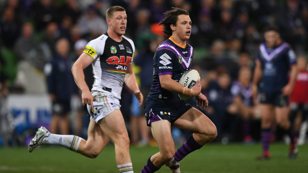 Melbourne Storm's Scott Drinkwater (right) will miss three months with a pectoral injury.