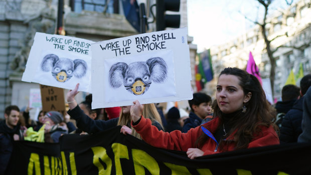 Extinction Rebellion protesters outside Australia House in central London.