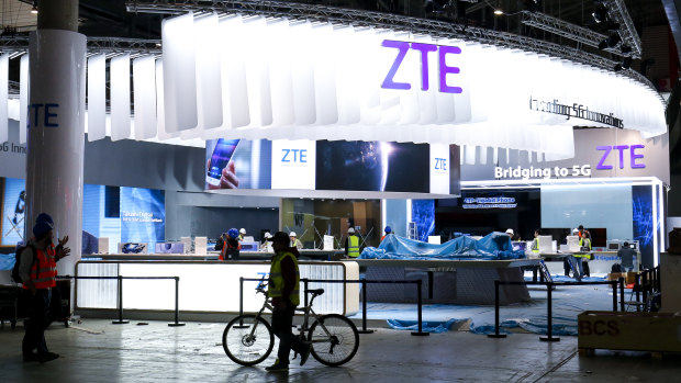 The ZTE Corp stand at the Mobile World Congress in Spain in 2017.