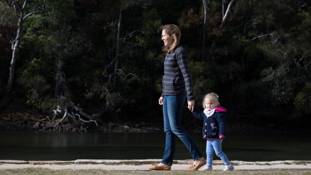 Blanche Sadler with Daughter Alice, 2, enjoying a morning stroll in the Ku-ring-gai Chase National Park, near Sydney. 