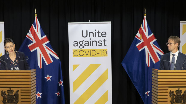 Prime Minister Jacinda Ardern and Director-General of Health Dr Ashley Bloomfield explaining the Government's response to the pandemic.