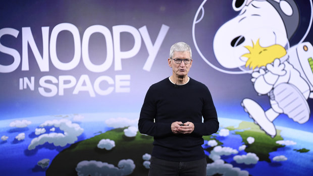 Apple CEO Tim Cook introduces Apple TV+ at an event last week.