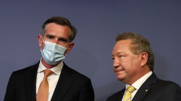 Premier Dominic Perrottet and Fortescue chairman and Founder Andrew Forrest.