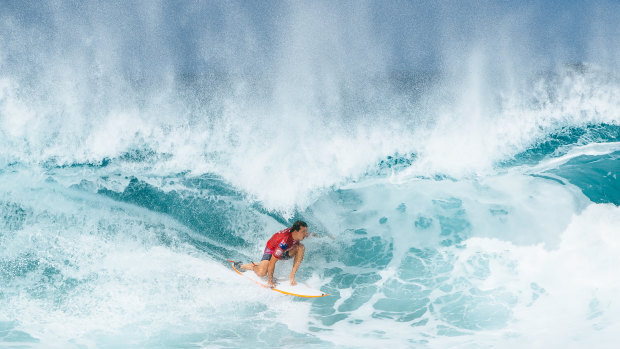 Julian Wilson tackles the famous wave.