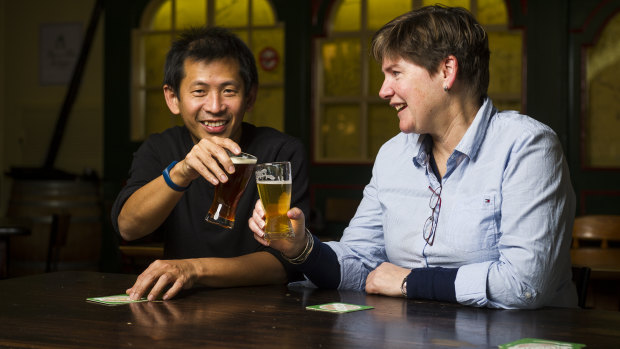 Dr Steve Lee and associate professor Elizabeth Gardiner, who met up for a beer and came up with the idea for a diagnostics device that can help doctors identify patients at imminent risk of a heart attack or stroke.