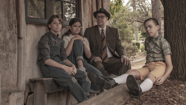 From left, Jamie Boyd as Jem, Jade Breen as Scout, Michael Sparks as Atticus and Jake Keen as Dill in <i>To Kill A Mockingbird</i>.