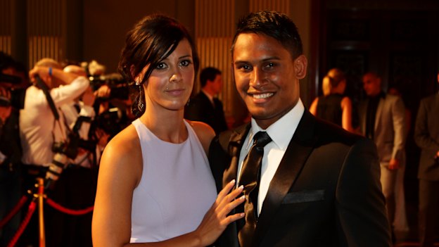 Ben Barba with partner Ainslie Currie at the 2012 Dally M awards.